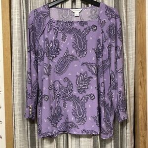 Liz Claiborne Purple 3/4 Sleeve Relaxed Blouse (3)